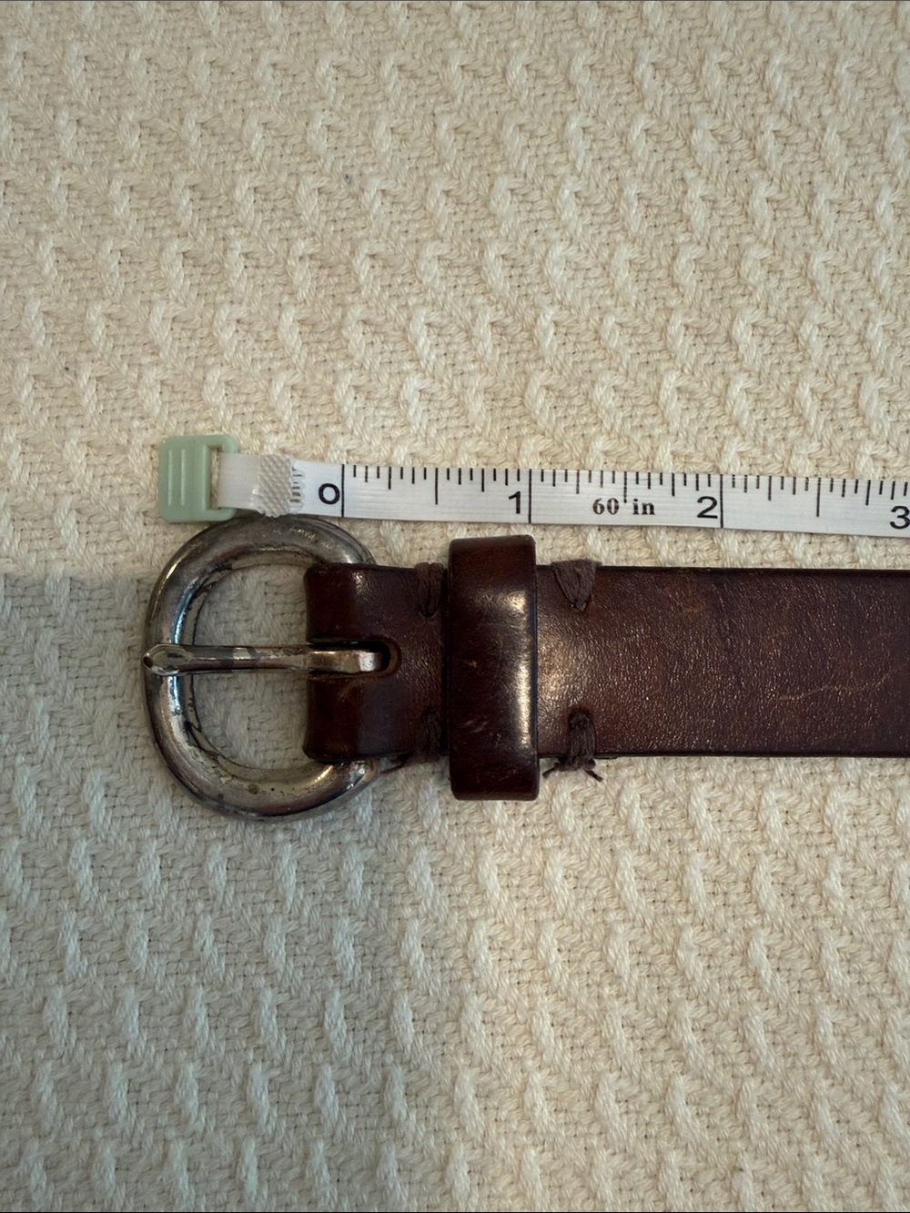 Leather Women’s Belt in Dark Brown with Round Silver Buckle